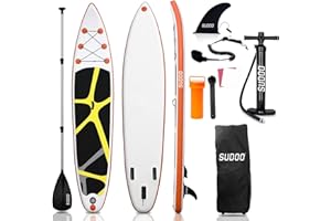 SUDOO 10FT 3M Inflatable Stand Up Paddle Board SUP Board 6” Thick Surfboard Lightweight Non-Slip EVA Deck SUP Package Complete Kit for All Skill Beginners Adults Fishing Yoga Surfing