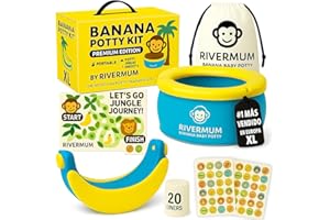 RIVERMUM® Banana Premium XL Portable Potty Set for Kids, Foldable, Ideal for Travel or Home, Includes 20 Pockets, Stickers, Calling and Carry Bag (XL, Blue)
