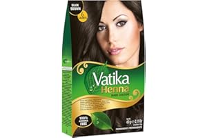 VATIKA NATURALS Vatika Lot de 6 colorations au henné châtain noir, 6 x 10 g, au henné naturel et au café pour couvrir les cheveux blancs et briller, à l'extrait de grenade pour une couleur vive, nourrit et renforce