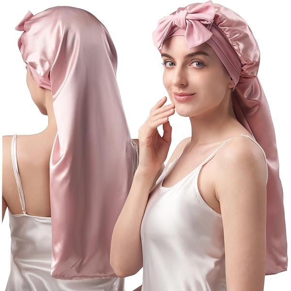SENGTERM Satin Haarhaube Extra Groß - Verstellbare Schlafmütze Für Lange Haare