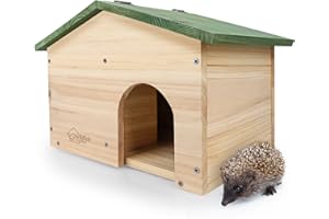 wildlife home Maison pour hérisson en bois résistant à l'hiver avec sol et toit à pente résistant aux intempéries I Mangeoire pour hérisson I Protection pour chat Quartier d'hiver pour le jardin