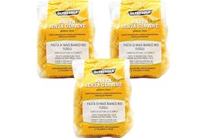 Oltresole, Pasta di Maisanco Biologica Italiana, Format Fusilli, Pâtes sans gluten 100% farine de maïs blanc biologique, Vegan, Sans Gluten, Pack de 3 x 350g