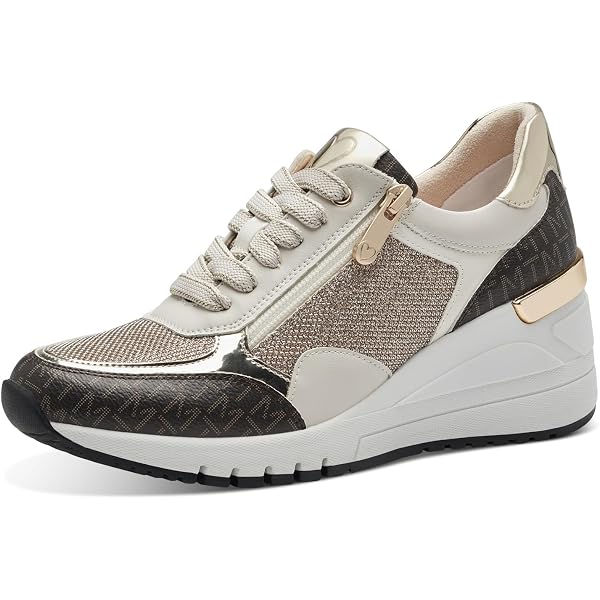 MARCO TOZZI Sneaker Donna Slip-on Retrò Con Chiusura Lampo – Modello 2-23739-44 – Colore Cream Comb, Taglia 37 – Suola Feel Me Morbida E Plantare Intercambiabile - 5