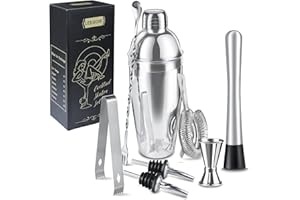 LEEGOHI Shaker Cocktail Professionnel Set, 8 Pièces Cocktail Bartender Kit, 750ml Set à Cocktail en Acier Inoxydable, Outil De Barman pour Bar et Maison Ensemble de Fabrication de Cocktails Cadeau