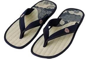 ASAYU JAPAN Sandales Traditionnelles Japonaises Asayu en Igusa, Fabriquées au Japon, Tatami Zori, Absorbantes et Désodorisantes - Motif Mosaïque, Taille Homme EU 39 à 42.