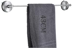 ANMEISH Suction Cup Towel Rail, 304 Stainless Steel Towel Rack Wall Mounted, Single 43CM Towel Holder No Drilling, Towel Bars for Kitchen Bathrooms Toilet, Silver