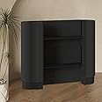 Modern Reception Desk,Retail Checkout Counter Desk Receptionist Table,Front Office Desk,Curved Portable Check Out Stand for Craft Shows,Display Rack,for Small Spaces,Bar,Store,Hotel,Lobby(Black)