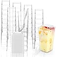 MAKINGTEC Square Mini Dessert Cups With Lids and Spoons - 50 Pack 3 oz Clear Shooter Cups for Parfait, Appetizers, Pudding - Small Plastic Party Cups
