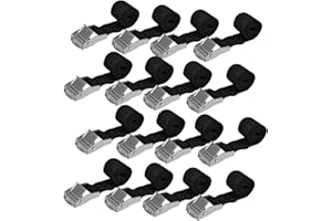GAYISIC 16 Pcs Ratchet Tie Down Straps Fastening Lashing Straps Tensioning Belts Luggage Straps van straps, ​Adjustable Straps with Buckle for Bicycle Carrier Cargo Trailer Car Luggage (2.5 cm x 2 m)