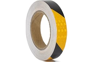 XFXIA Nastro Catarifrangente Adesivo Nero Giallo 2.5cm x20m Strisce Catarifrangenti Adesive Nastro Riflettente Adesivo Stradale Promemoria Di Sicurezza Ad Alta Per Auto Moto Attività Notturna