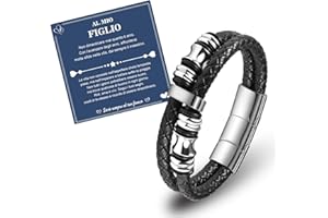 CheersLife To Mio Figlio Braccialetti Regali Figlio Da Mamma Per Lui Braccialetti Uomo 2 Strati Bracciale Cuoio Uomo Pelle Intrecciata con Bottone Magnetico Bracciale Regalo per Ragazzi Compleanno