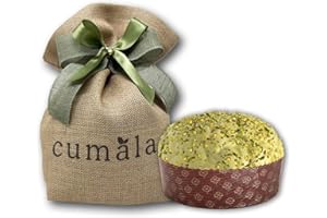 Cumala Panettone al Pistacchio Artigianale con Marzapane e Cremini da 1 kg. Metodo di Lavorazione Antico e Tramandato a 3 Impasti, 72 Ore di Lievitazione e Confezione Ricercata
