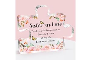 BUIOATA Gifts for Sister in Law - Puzzle Acrylic Plaque, Special Gifts for Sister in law, Sister in Law Birthday Gifts, Birthday Gifts for Sister in law