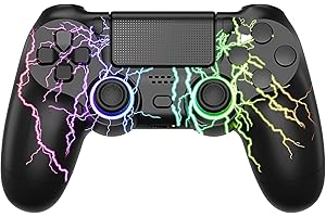 RCCBOOST RGB Manette pour PS4 Sans Fil, 1000mah High Capacity Batterie Manette pour PS4/PRO/SLIM, 2024 Nouvelle Manette avec Double Moteur de Vibration, Gyroscope Six Axes (Ligne)