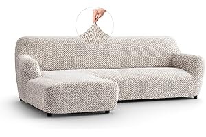 PAULATO BY GA.I.CO. PAULATO - Copridivano Penisola Sinistra (visto dal fronte) in Microfibra con Fantasia, Bielastico Antigraffio Lavabile in Lavatrice, Certificato OEKO-TEX, Disegno Venezia Naturale - Made in Italy