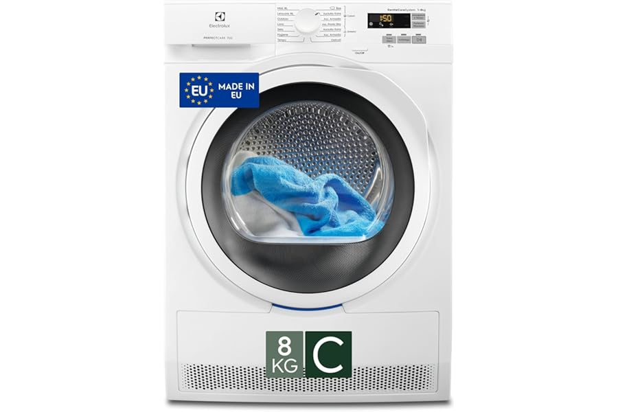 Electrolux PerfectCare 700 Asciugatrice 8 Kg, EW7H583W, Classe A+++, Tecnologia GentleCare System, Pompa di Calore, 850x596x638 mm, Bianco
