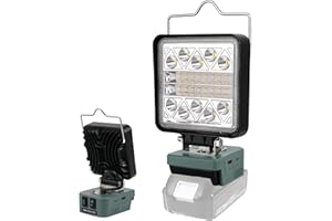 BRITPICK Cordless LED Work Light for Makita 18V Battery, 6-Speed Dual Switch, 48W 3900LM Handheld Floodlight for Workplace Lighting with Strobe Light Function and USB and Type-C Charging Ports