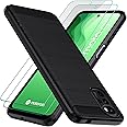 iVoler Cover per Motorola Moto E32 / Moto E32s / Moto G22 con 2 Pezzi Pellicola Vetro Temperato, Fibra di Carbonio Nero Custo