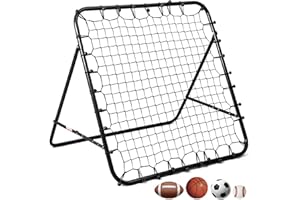 HIBTN Football Rebound Net | 100x100cm Adjustable Dual-Angle Panels | Durable Steel & PE Training Rebounder for Soccer Practice | for Adults & Kids Garden Outdoor Play