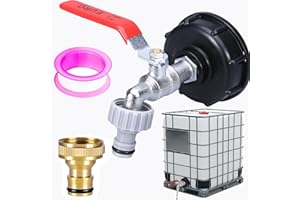hufhnwso IBC Robinet Cuve 1000l, Bouchon Cuve 1000l 1/2,Raccord Cuve 1000 litres,s60 x 6 IBC Adaptateur Robinet Cuve 1000l Plastique 1/2"