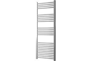 GREENED HOUSE Chrome Straight Heated Towel Rail 500mm wide x 1400mm high Flat Central Heating Towel Radiator