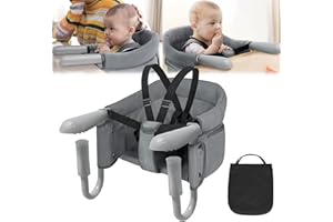 LZQ Seggiolino da tavolo per bambini da 6 a 36 mesi, pieghevole, per tavoli da 2 a 8 cm di spessore (grigio)
