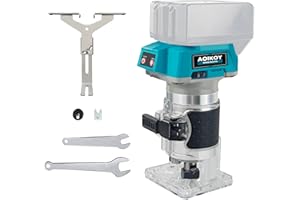 AOIKOY Affleureuse Sans Fil Défonceuse à Bois 18V 30000 tr/min Compatible avec Batterie Makita (Batterie Non Incluse) - Outil de Routeur Compact avec Fraises 1/4" de 6,35mm pour Travail du Bois