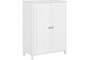 Yaheetech Badrumsskåp fristående badrumsskåp förvaringsskåp med dubbeldörr och justerbar hyllplan badrum/vardagsrum/entré vit 60 x 30 x 80 cm