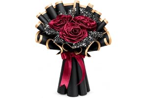 Blooming Buds Premium Rose Bouquet for Gifting, Romantic Occasions, Anniversary, Birthday, Wedding & Home Decoration, Elegant Flower Arrangement with Decorative Wrapping, Maroon