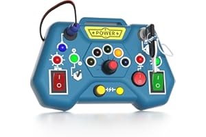 Tokiyis Busy Board Montessori Bebe Jouet avec Boutons LED Lumineux, Tableau d'activités avec Interrupteur 8 LED, Educatif Tableau Sensoriel Cadeau Enfant Garçon et Fille 12 18 Mois 1 2 3 4 5 Ans