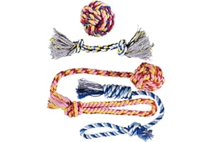 Ruiuzioong Set di Giocattoli per Cani Masticatori, Giocattoli di Corda Cane,4 Pezzi Giocattoli per Dentizione per Cani Cuccioli Piccoli e Media Taglia,per la Pulizia dei Denti (4 pezzi)