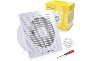 FanGoFast Aspiratore Bagno 150mm, Estrattore Aria Universale con Valvola Antiritorno per Bagno Cucina Garage, Ventola Aspirazione Vortice Basso Consumo