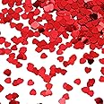 30g Confetti Red Heart Shape Table Confetti, 1100Pcs Metallic Glitter Foil Hearts Confetti, Sequins Love Heart Confetti Table Decorations for Wedding Engagement Valentines Bridal Shower