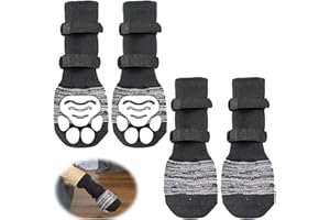 Jisrcha 4 Pezzi Calzini Antiscivolo Cane con Velcro, Calzini per Cani, Calzini Antiscivolo per Cani per Pavimenti in Legno Duro, Calzini Cane Ferite di Piccola, Media E Grande Taglia (L)
