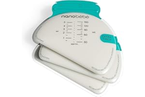 NANOBÉBÉ Nanobebe Lot de 50 sacs de rangement pour lait maternel et congélateur à plat empilable pour l'allaitement