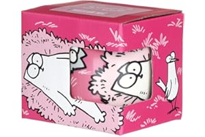 Puckator Simon's Cat Pink Porcelain Coffee Tea Cocoa Mug, Food Dishwasher Microwave Safe, Home Office Kitchen Dining,300ml