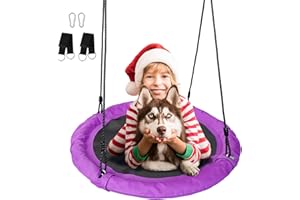 JUNGLE WELL Nest Swing Seat for Kids - 100cm Heavy Duty 900D Oxford Fabric, 160KG Capacity, Adjustable Tree Straps & 2 Carabiners | UKCA & CE Certified for Indoor & Outdoor Use (Jubilee Purple)