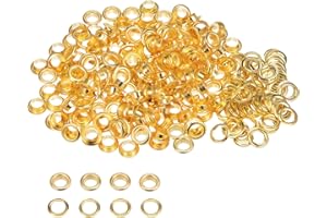 QUARKZMAN 300 Set Kit Occhielli in Metallo 8mm 3/10" Foro Occhielli per Teloni Piccolo Occhiello con Rondelle per Scarpe Vestiti Cintura Etichetta Borsa Tessuto Pelle Progetto, Tono Oro