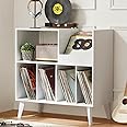 LELELINKY Large Vinyl Record Stand with 4 Shelves, Retro Style Turntable Stand for Up to 300 Albums, Record Player Stand with Shelf and Open Display
