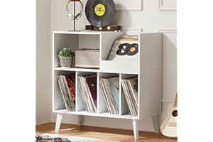 LELELINKY Großer Plattenständer mit Aufbewahrung,Plattenspieler-Ständer mit Ablage,Vinylplatten-Halterung mit Präsentationsfläche,Plattenständer für bis zu 300 Alben, Plattenregal für Musikzimmer und Wohnzimmer