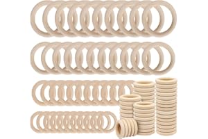 Holzring,Mengger Holz Ringe Hölzern für Basteln DIY Handwerk Ring Anhänger und Anschlussstück Schmuck 40 Stück Holzring