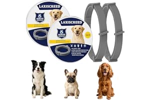 LAXISCREED 2 Pack Dog Collar to Prevent Infections, Safe Waterproof Adjustable Dog Collar with Natural Essential Oils, Comfortable Fit for Dogs over 7 Weeks, Up to 16 Months Protection