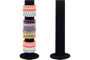 powerking Samt-Schmuckständer für Armbanduhren, 2 Stück, Haarband, vertikaler Turm, Armreif, Haargummi, T-Halterung, Schrank-Organizer für Damen, Zuhause (schwarz)