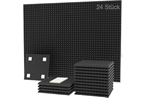 UJAXJAXI 24 Stück Schalldämmung Akustikschaumstoff Schallabsorber Pyramide Schaumstoffplatte Schallschutzmatte Schallschutz Wand Schallschutzpaneele Akustikpaneele für Aufnahmestudio Büro Haus 30x30x2.5cm
