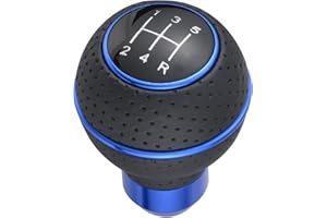 Padaodao 5 Speed Gear Knob Leather Shift Grip Handle Lever Stick Shifter for Most Manual Automatic Transmission SUV Cars, Blue