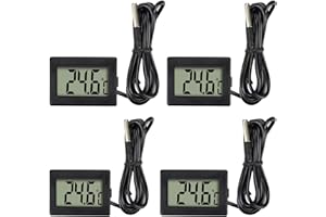 AOICRIE Digitales LCD-Thermometer, Temperatur-Monitor mit externer Sonde, digitales Kühlschrank-Thermometer, LCD, für Kühlschrank, Gefrierschrank, Kühlschrank, Aquarium (Kabellänge: 2 m), 4 Stück