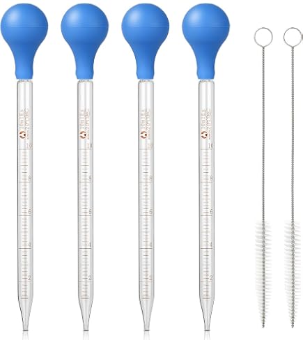 4 Compte-Gouttes En Verre Avec Pointe Courbée Et Droite - 1 Ml Calibré - Pour Huiles Essentielles, Laboratoire, Cosmétique Maison - 12