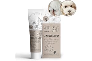 Tauro Proline Maschera in argilla naturale per animali domestici I Pure Nature effetto acciaio 3in1, prodotto per prevenire le macchie di lacrime sul cappotto per cani, 50 ml