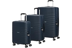 American Tourister Aerotech - Juego de 3 Maletas Rígidas (Cabina, Mediana, Grande), Set de Trolley con Cerradura TSA