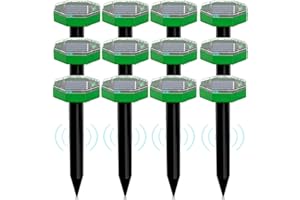 HULAXILOTI Maulwurf Vertreiber Solar Ultraschall 12 Stück,Solar Maulwurfschreck IP65 für Vertreiben Wühlmäuse, Maulwürfe vertreibens